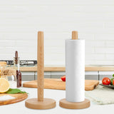 Bamboo Paper Towel Holder,DNIEBW Kitchen Paper Holder Countertop Stand up Towels Roll Stand Organizer Simply Standing Countertop Wooden Paper Fits Standard Roll Holder for Cabinet (Round Bottom) DNIEBW