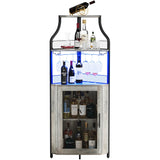 GAOMON Corner Bar Cabinet with LED Strip and Glass Holder, Industrial Wine Cabinet with Adjustble Shelf, 5-Tiers Liquor Cabinet Bar Cabinet for Home, Corner Display Cabinet for Small Space,Grey GAOMON