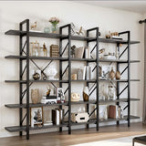 DWVO 5-Tier Bookshelf, 70.9" Tall Bookshelves Vintage BookCases with 5 Shelves Display Storage Shelves for Home Office, Living Room, Charcoal Gray DWVO