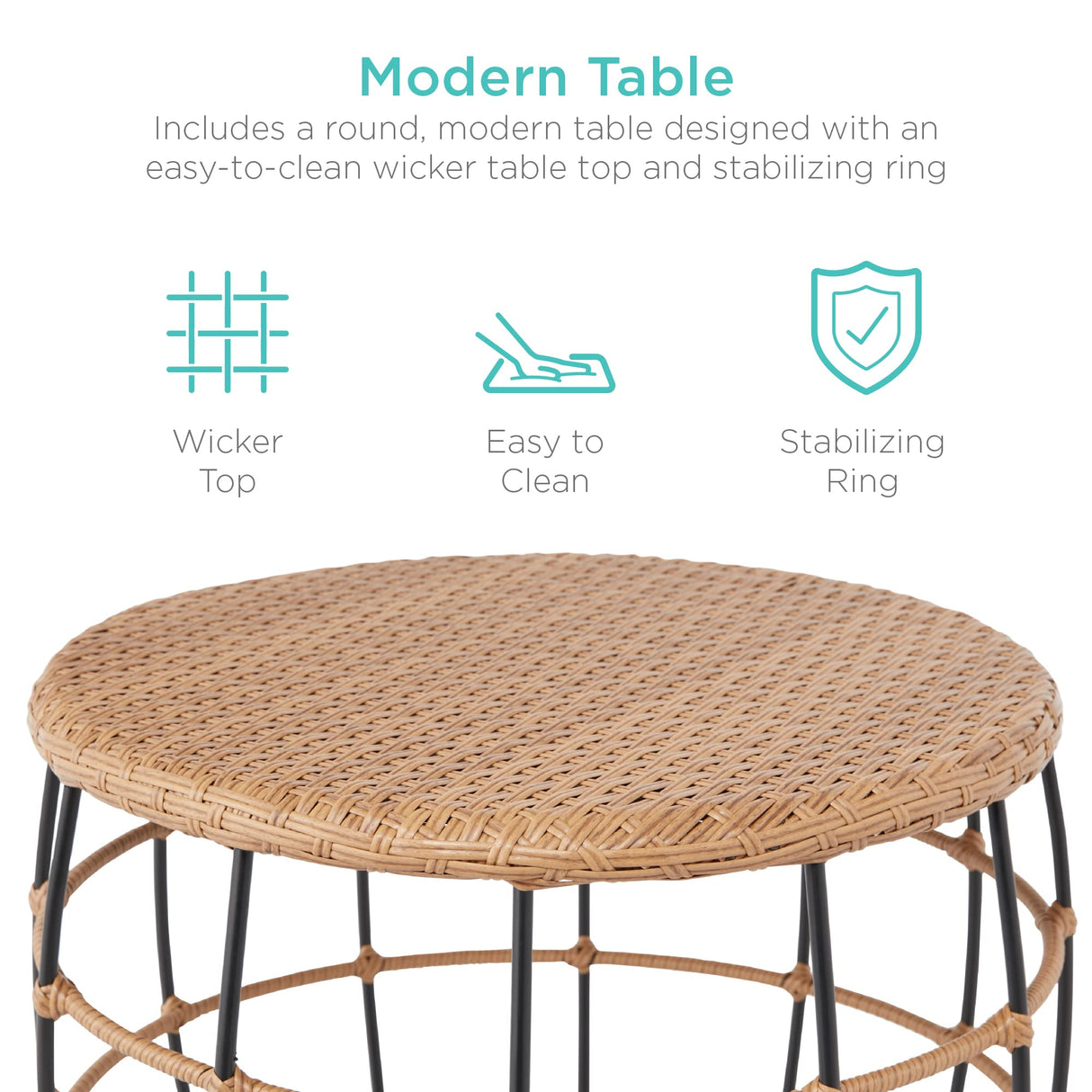 Best Choice Products 4-Piece Outdoor Rope Wicker Patio Conversation Set, Modern Contemporary Furniture for Backyard, Balcony, Porch w/Loveseat, Plush Cushions, Coffee Table, Steel Frame - Black Best Choice Products