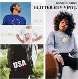 HTVRONT White Glitter HTV Vinyl Roll-12 x 5 FT White Glitter Heat Transfer Vinyl Bundle, White Glitter Iron on Vinyl for All Cutter Machine HTVRONT