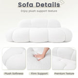 WJShome 90" Modern Curved Couch Cloud Shaped Sofa for Living Room,Lazy Floor Couch, Boucle LoveSofa, Cozy Leisure Boneless Chaise Lounge, Apartment-No Assembly Required(White) WJShome