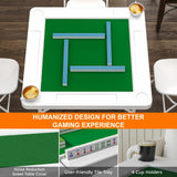HXBOAUVS 35.4" Square Folding Card Table with Green Felt Surface - Multi-Game Mahjong Table, Domino and Poker Tables for 4 Players, Portable Design with Built-in Cup Holders for Home & Party Use HXBOAUVS