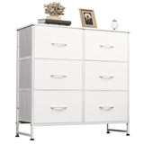 WLIVE White Dresser for Bedroom, 6 Drawer Double Dresser, Fabric Storage Tower with Fabric Bins, Chest of Drawers for Closet, Living Room, Hallway WLIVE