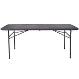 Flash Furniture 6' Rectangular Plastic Folding Event Table with Carrying Handle, Bi-Fold Portable Banquet Table for Indoor/Outdoor Events, Dark Gray Flash Furniture