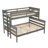 SOFTSEA Twin XL Over Queen Bunk Bed Frame with Detachable Design, Grey SOFTSEA