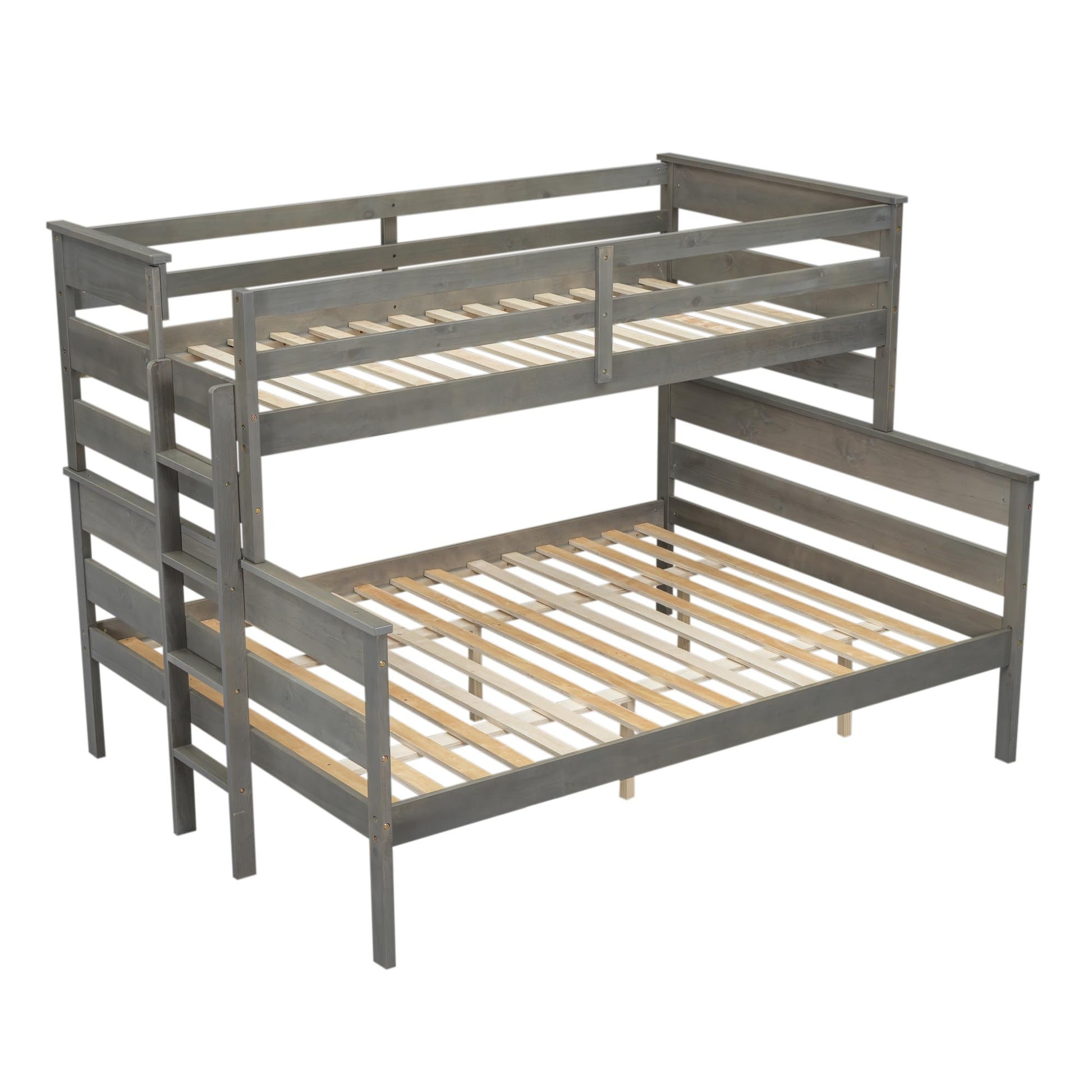 SOFTSEA Twin XL Over Queen Bunk Bed Frame with Detachable Design, Grey - WoodArtSupply