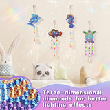 Diamond Art Kits for Kids - Crafts Gifts for Girls 8-12, 4 Pcs Double Sided Sea Animal Style Wind Chime, Hanging Crystal Rhinestone Painting Ornament Beeplove