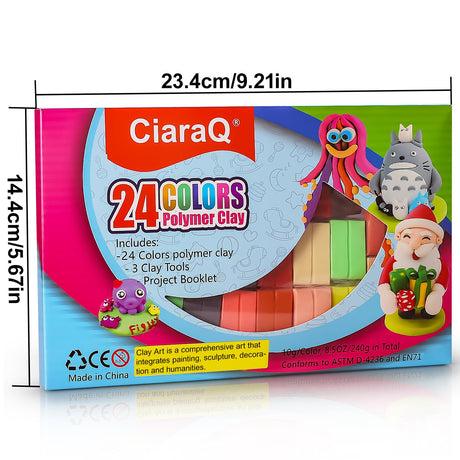 CiaraQ 24 Colors Small Block Polymer Clay Starter kit, Oven Bake Clay, DIY Molding Clay, Great for Kids, Beginners CiaraQ