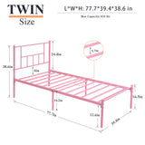 VECELO Twin Metal Platform Bed Frame with Headboard, Heavy Duty Steel Slat Support, Under Bed Storage,No Box Spring Needed, Easy Assembly VECELO