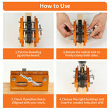 Self Centering Doweling Jig Kit - Adjustable Width Dowel Jig Kit for Straight Holes, Biscuit Joiner Set, 6 Bushings, 3 Size Drill Bits - Woodworking Precision Tool TIMBUTUS
