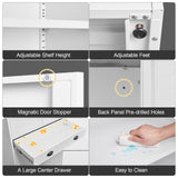 71" Kitchen Pantry Cabinet, Metal Storage Cabinets with Adjustable Shelves and Drawer, White Pantry Cabinets, 4 Doors Metal Pantries Cabinet for Kitchen, Dining Room, Living Room - Assembly Required MetalMax