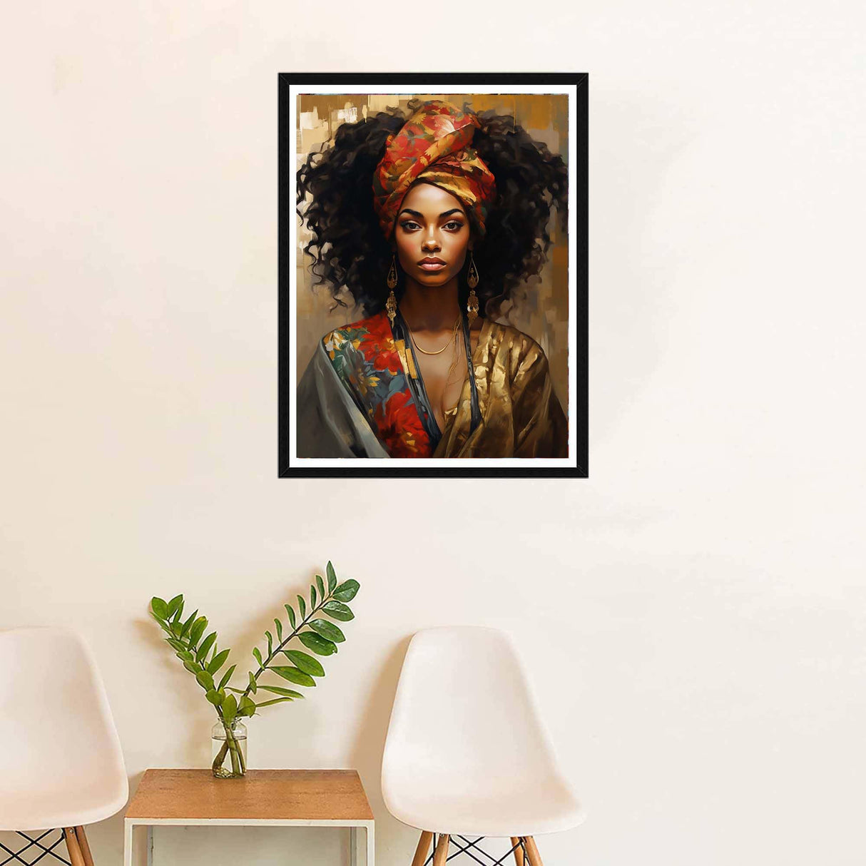 SKRYUIE 5D African Woman Diamond Painting Kits - DIY Diamond Art Kits for Adults African American, Full Round Drill - Crystal Cross Stitch - Adults Craft for Wall & Office Decor - 12x16 inch SKRYUIE
