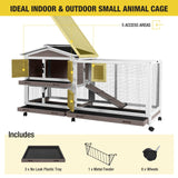 Aivituvin Rabbit Hutch 62" Rabbit Cage Indoor Outdoor Chicken Coop Guinea Pig Cage on Wheels Bunny Cage with 3 Deep No Leakage Pull Out Tray,Waterproof Roof (Brown) Aivituvin