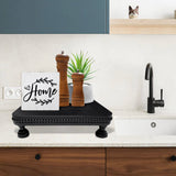 dwellington Farmhouse Display Wood Riser, 12" Decorative Black Beaded Pedestal Stand, Square Tiered Tray Decor for Kitcher Decor, Countertop dwellington