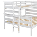 Harper & Bright Designs Detachable Design Twin XL Over Queen Bunk Bed with Ladder,Wood Twin-Over-Queen Bunk Bed Frame with Guardrail,Separated into 2 Beds(White) Harper & Bright Designs