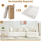 106" Curved Sectional Sofa with Throw Pillows, 4 Seater Luxury Chenille Cloud Modular Couch with Deep Seat，Boneless Compression Sofa for Modern Living Room, Office and Apartment, Cream WARMTOBABY