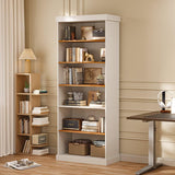 Vyre 70.8" Tall White Bookshelf, Farmhouse Modular Bookcase with 6-Tier Adjustable Shelves, Large Storage Cabinet for Home Office, Living Room, Set of 4 Vyre