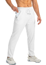 G Gradual Men's Sweatpants with Zipper Pockets Tapered Joggers for Men Athletic Pants for Workout, Jogging, Running (White, Medium) G Gradual