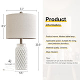 USumkky 20.5" White Modern Ceramic Bedside Lamp Set of 2 for Bedroom Decor Farmhouse Table Lamp for Living Room Office Dorm USumkky