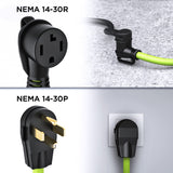 GEARit 30-Amp Extension Cord for Dryer and EV, 125/250-Volt, 4-Prong, Compatible with Tesla Model 3 Model Y Model X Model S, NEMA 14-30P to 14-30R, Level 2 EV Charging Cable STW 10AWG/4, 50 Ft, Green GearIT