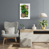 Nattol 3D Artificial Succulent Wall Art, Wood Frame with Realistic Faux Plant, Wall Hanging Botanical Decoration, Home Decor Idea for Vertical Garden and Fake Plants, White Nattol