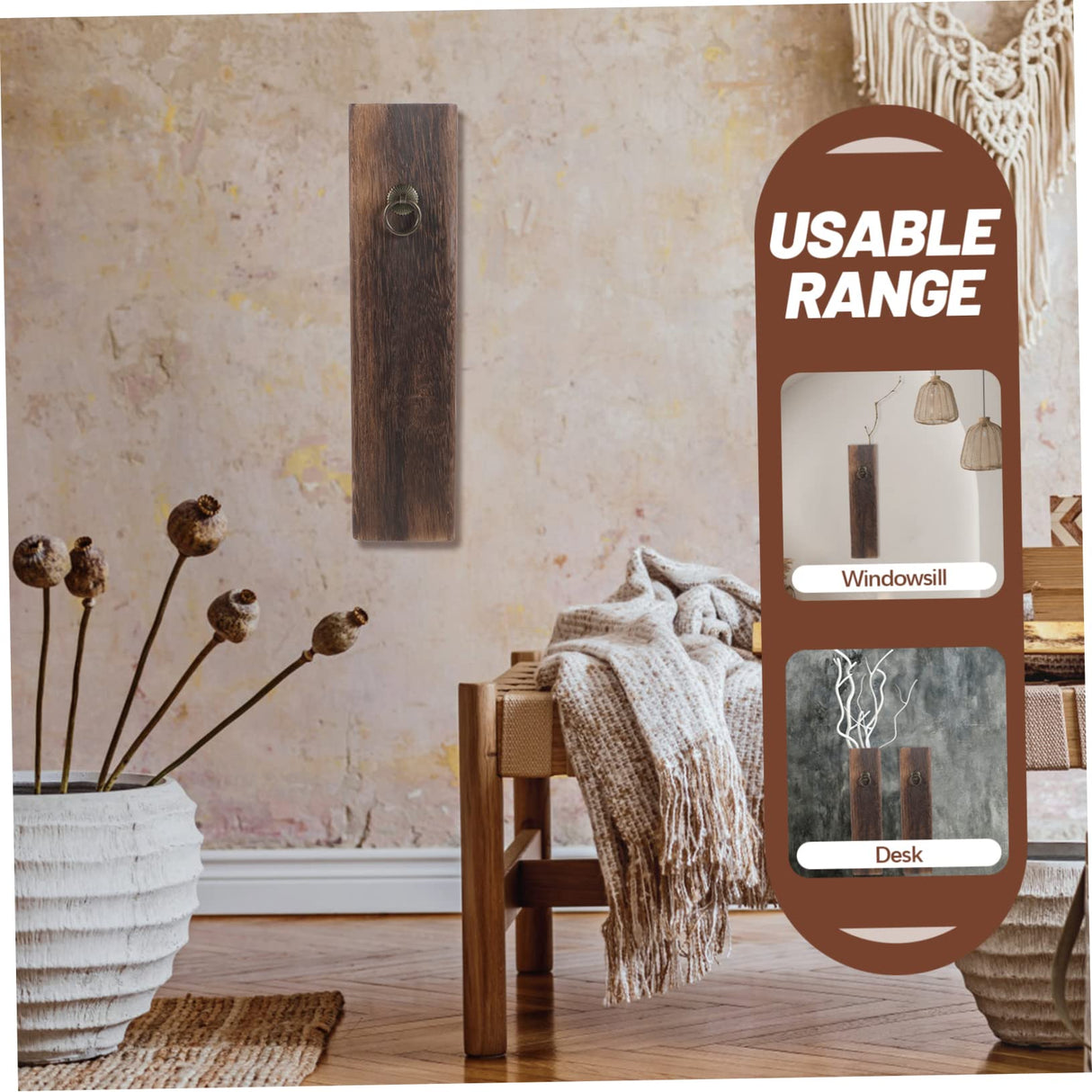 Hoement Wooden vase Dried Pampas Holder Wall Pocket vase Wood Wall Hanging Planter Wall Wood vase Wall Mount Wood vase Indoor Wall Planter Household Hanging Flower Basket Pine Wood Hoement