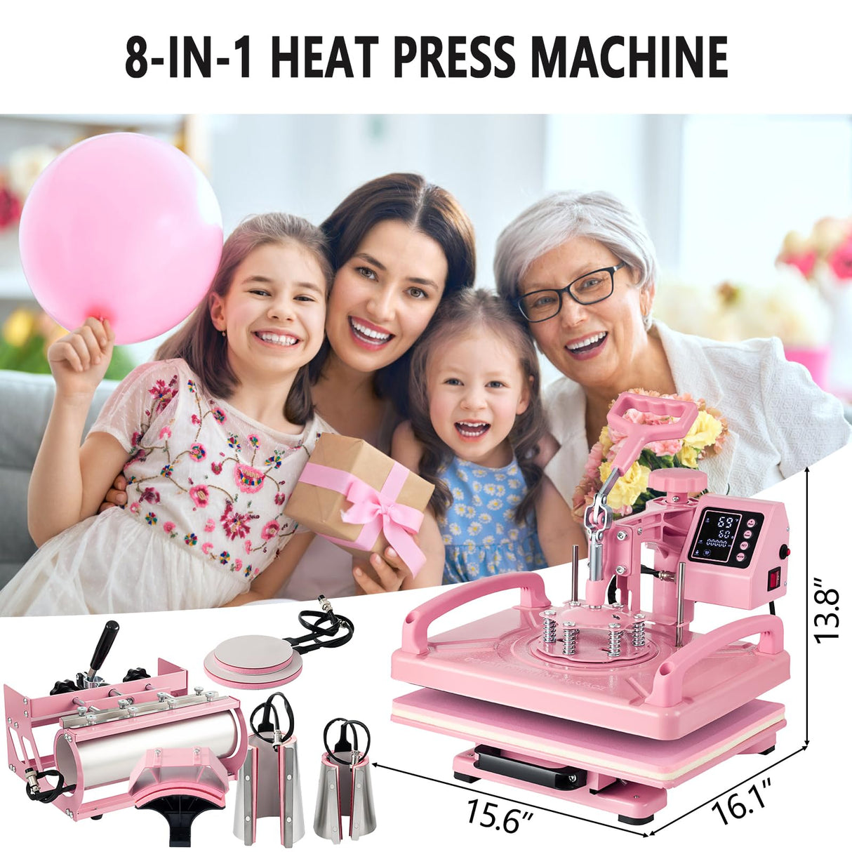 Hitgrand Heat Press Machine 12x15 inch, Heat Press Machine for T-Shirts, 8 in 1 Heat Press with 30 OZ Tumbler Press, Combo Tumbler Heat Press Machine Sublimation for Hat Cap Mug Plate Hitgrand