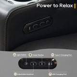 P.H.Furn Power Recliner Sofa, Home Theater Seating with Adjustable Headrest, Blue LED Lighting, Reclining Loveseat, Flip-Up Backrest Storage, Multi-Port Charger, Cup Holder, USB P.H.Furn