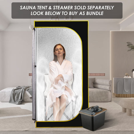 amocane Sauna Steam Portable Pot 4L, Stainless Steel Steam Generator for Saunas Home Spa Fumigation Steam Machine for Body Detox with Remote Control Anti-riot Device (110V, Wood Grain) amocane