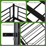 LIPIGE Bunk Bed Twin Over Twin,Metal Bunk Beds with Power Outlet and LED Lights,Heavy-Duty Safety Rails Ladder,Space-Saving Design with Storage Hooks,440lbs Capacity for Adults,Black LIPIGE