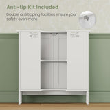 Iwell Pedestal Sink Storage Cabinet with 2 Doors and Shelf, Under Sink Cabinet, Bathroom Sink Cabinet, Space Saver Organizer with U-Shape, White Iwell