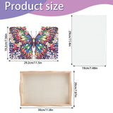 JISHSHAY Diamond Art Serving Tray Diamond Painting Food Tray Gem Art Serving Platter Gem Painting Mosaic Kits for Adults DIY Kits for Adults, with Wood Handle 20×30cm/7.87×11.81in, Butterfly JISHSHAY