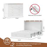 Tafeumob Murphy Bed Queen Size: Wood Murphy Bed Cabinet with Drawer Space-Saving with Shelves & Charging Station for Bedroom, Multipurpose Area, Guest Room, Apartment White (Without Mattress) Tafeumob