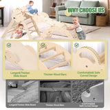 COSYLAND Pikler Triangle Set 8 in 1, Foldable Pickler Climbing Set Wooden Montessori Climbing Gym Set, Large Indoor Climbing Toys for Toddlers 1-6 Inside, Patented Baby Climbing Gym CPC Certified, Nat COSYLAND