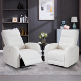 Swivel Rocker Recliner for Adult, Upholstered Recliner Glider Nursery Chair, Manual Fabric Rocking Recliners for Living Room, Bedroom, Chenille White BaseBeauty