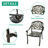 VIVIJASON 9-Piece Patio Furniture Dining Set, Rust-Free Cast Aluminum Outdoor Conversation Set, Include 8 Chairs & 61" Round Dining Table with 31" Lazy Susan, Umbrella Hole for Lawn Garden VIVIJASON