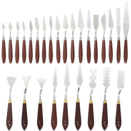 Palette Knife Set, 27Pcs Palette Knives Stainless Steel Art Paint Knife Professional Paint Spatula Painting Knife with Wood Handle for Oil Painting Acrylic Color Mixing and Texturing DIVINA VITAE
