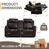 Zero Gravity Power Reclining Loveseat Sofa with Adjustable Headrests, Power Loveseat Recliner with Console, Electric 2-Seater Recliner Couch for Living Room (Foil Fabric, Charcoal Grey) CALIVIA