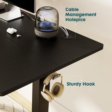 SMUG Standing Desk, Adjustable Height Electric Sit Stand Up Down Computer Table, 63x24 Inch Ergonomic Rising Desks for Work Office Home, Modern Lift Motorized Gaming Desktop Workstation, Black SMUG