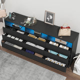 Loomie 9 Drawer Dresser with Power Outlet, Modern Chest of Drawers with LED Light, Long Wide Drawer Dresser Organizer Cabinet, Black Dresser for Bedroom, Living Room, Entryway Loomie