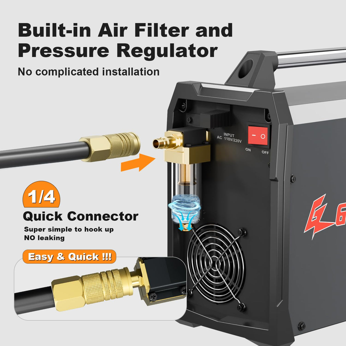 GZ GUOZHI Plasma Cutter, [Large LED Display] 50Amps Cutter Machine with 110/220V Dual Voltage DC Inverter IGBT 1/2 Inch Clean Cut Post Flow and 2T/4T, for Beginners DIY GZ GUOZHI