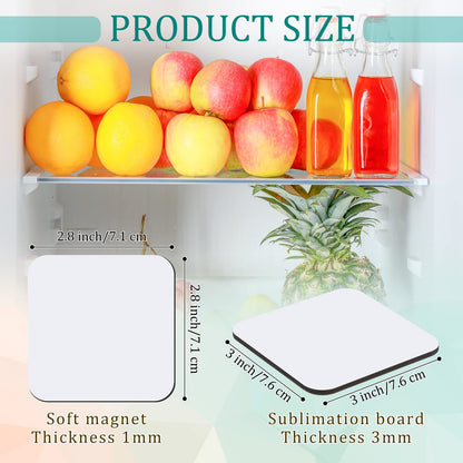 3 x 3 Inch Sublimation Blank Refrigerator Magnets Sublimation Square Fridge Magnets Sublimation Magnet Blanks MDF Sublimation Blanks DIY Decorative Magnets for Car Home Office Kitchen Wall (36)