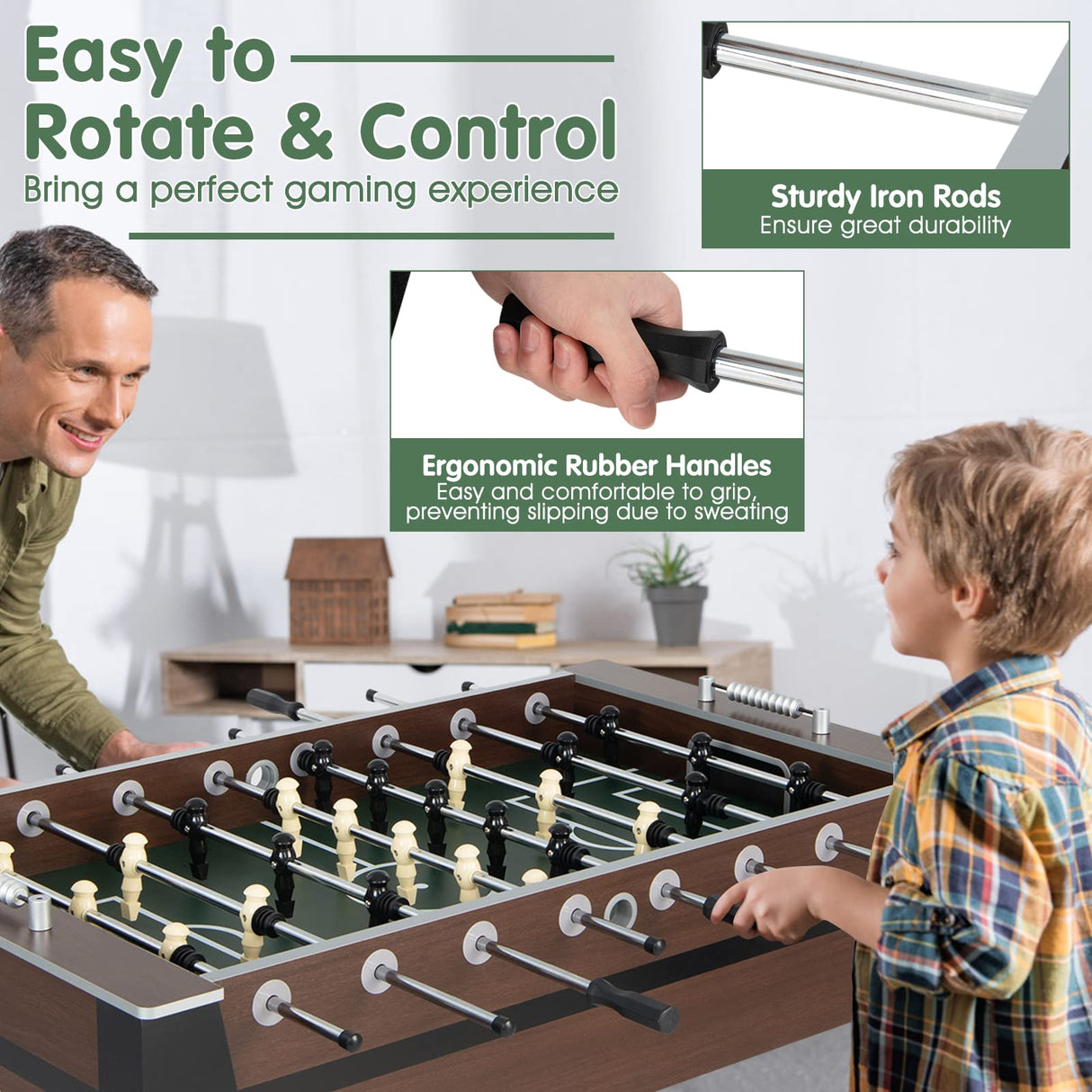 Giantex 54” Foosball Table, Foosball Table Adult Size with 2 Balls, Wood Football Table, Arcade Soccer Table Game for Kids, Game Room, Home, Office, Party Giantex