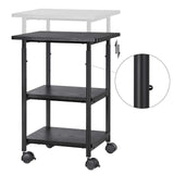VASAGLE Industrial Printer Stand, 3-Tier Machine Cart with Wheels and Adjustable Table Top, Heavy Duty Storage Rack, Black VASAGLE