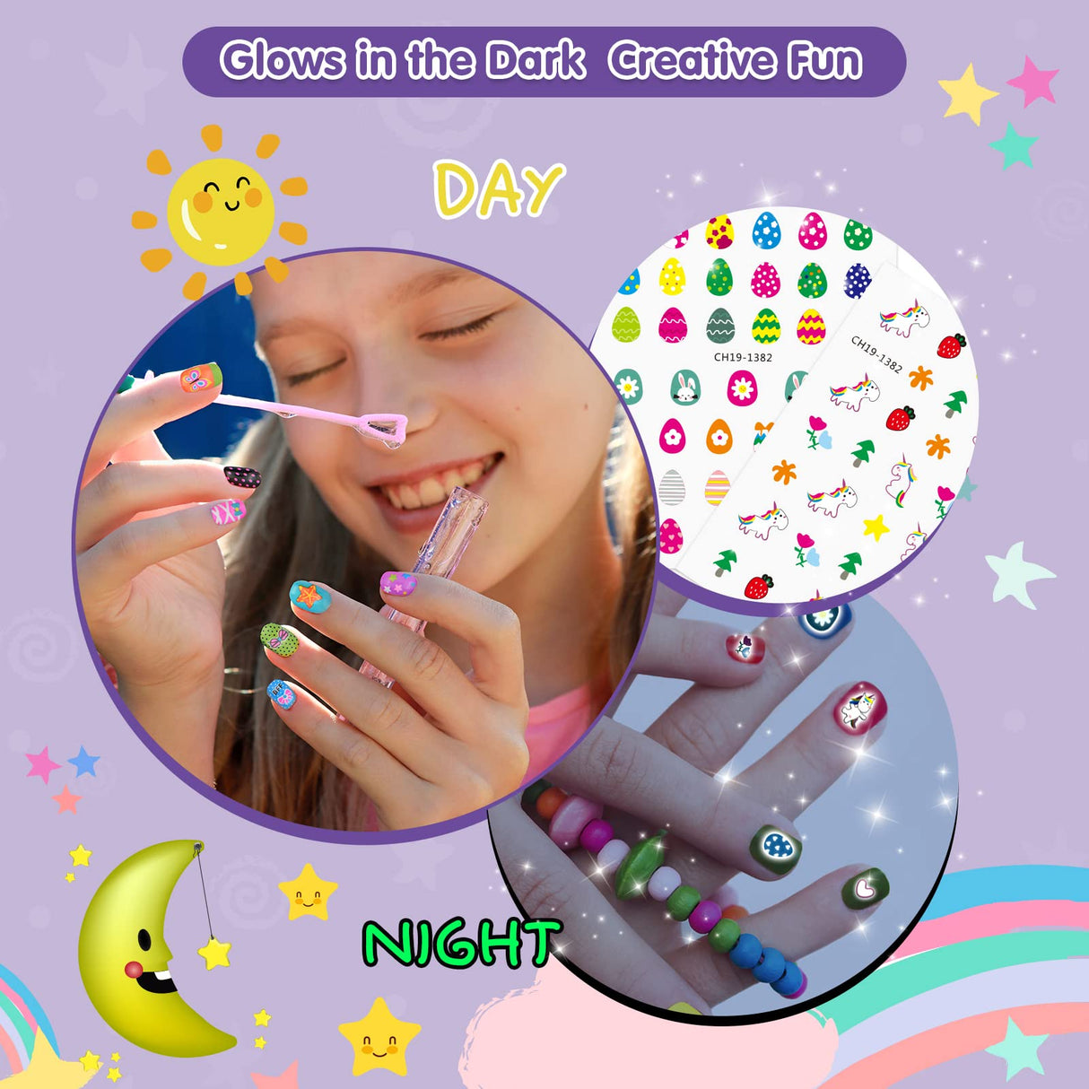 BATTOP Kids Nail Polish Set for Girls - Kids Nail Art Kit with Dryer & Fake Nail & Sticker & Water Based Nail Polish & Nail Art Pen - Idea Gifts for Girls Ages 6 7 8 9 10 11 12 BATTOP