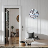 XNM Blue MDF Wood Wall Clock for Living Room - Farmhouse Wall Clocks Battery Operated 12 Inch - Analog Rustic Wall Clock Silent (No Solid Wood) XNM