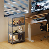 MoNiBloom 3-Tier Display Cabinet with Acrylic Doors, 42” Transparent Curio Display Case, Toy Organizers Rack & Storage Shelf for Living Room MoNiBloom