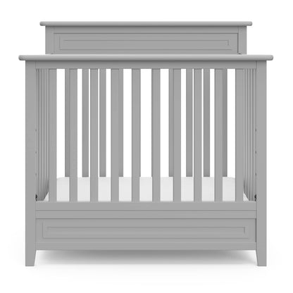 STORKCRAFT Petal 4-in-1 Convertible Mini Crib (Pebble Gray) – GREENGUARD Gold Certified, Converts to Daybed and Twin-Size Bed, Includes Bonus 2.75-inch Mini Crib Mattress - WoodArtSupply