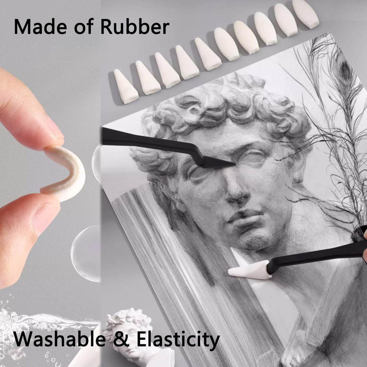 43 PCS Blending Stumps and Tortillions Paper Art Blenders Sketch Drawing Tools with Sketch Wipe Scrapers,Rub Sponge,Kneaded Eraser and Sandpaper Sharpeners N NOROCME